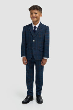 House Of Cavani Boys Cody Tweed Suit in Navy
