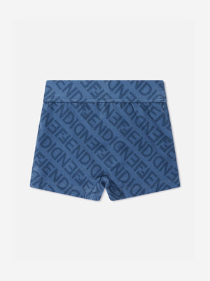 Fendi Boys FF Logo Swim Shorts in Blue