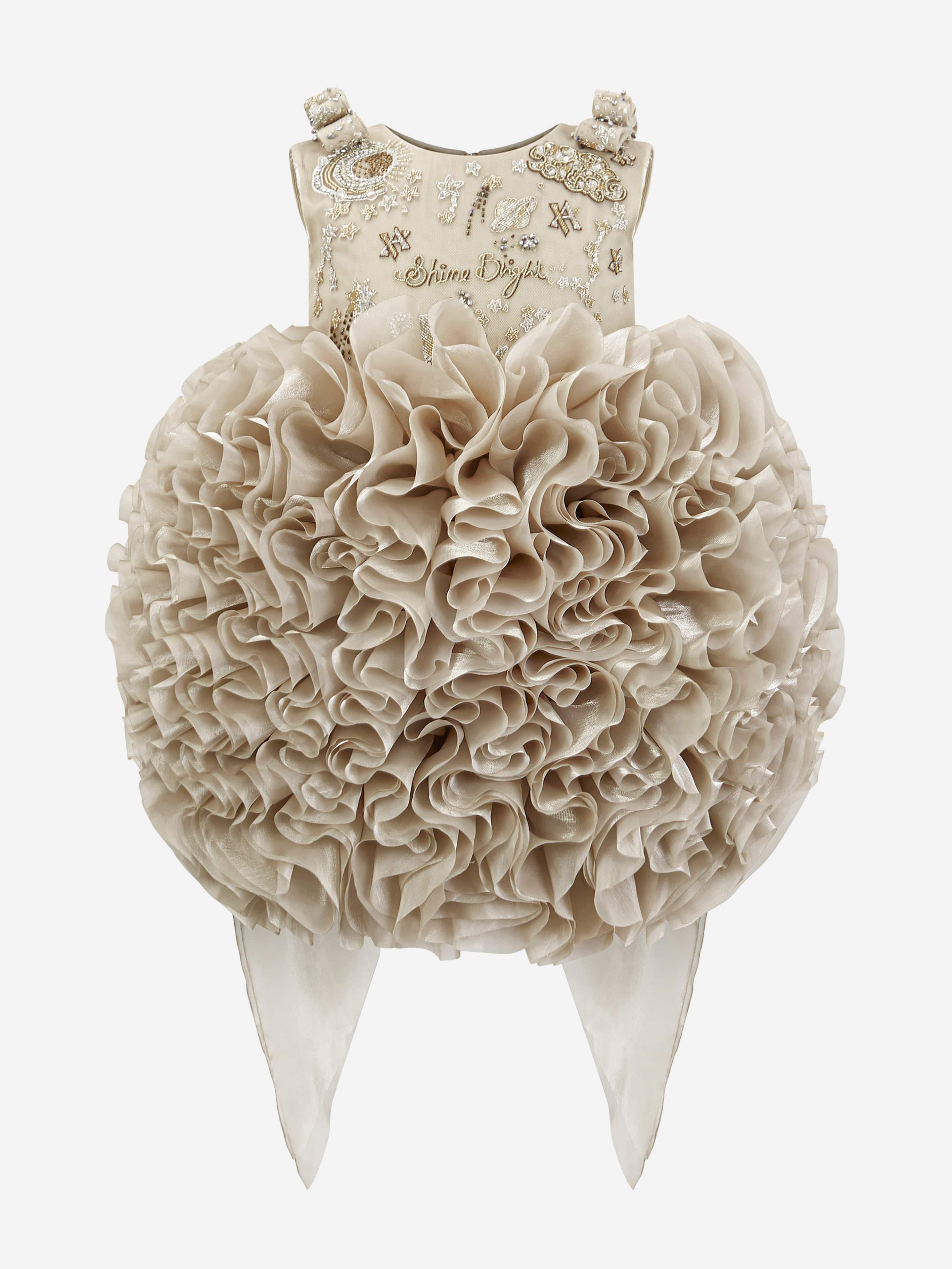 Maison Ava Girls Pomme Occasion Dress in Gold