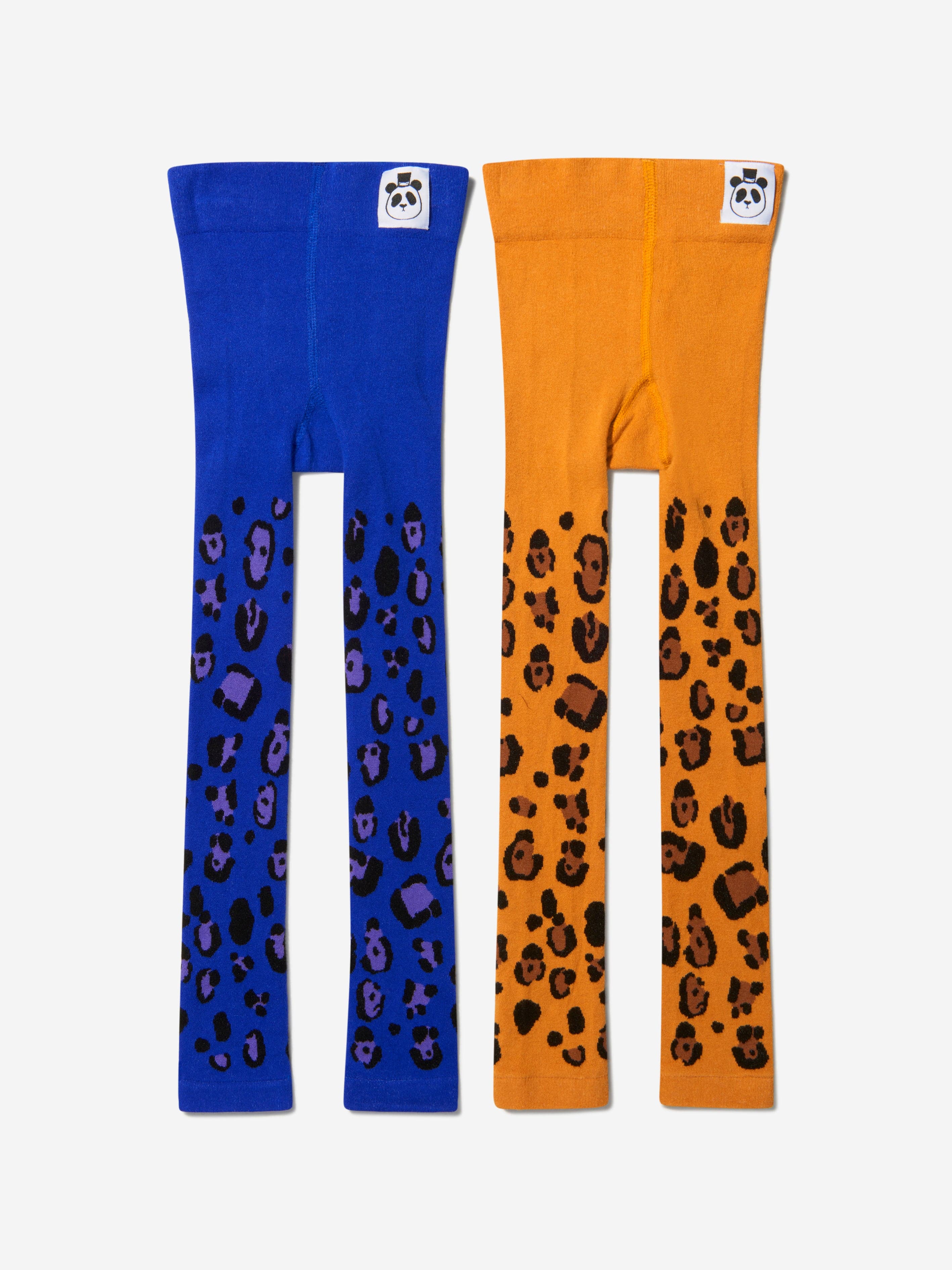 Mini Rodini Girls Organic Cotton Leopard Leggings (2 Pack) in Multicolour