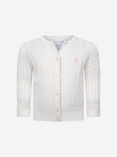 Ralph Lauren Baby Girls Mini Cable Knit Cardigan in Ivory