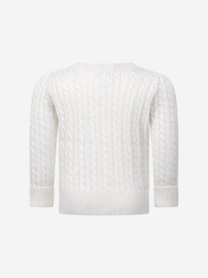 Ralph Lauren Baby Girls Mini Cable Knit Cardigan in Ivory