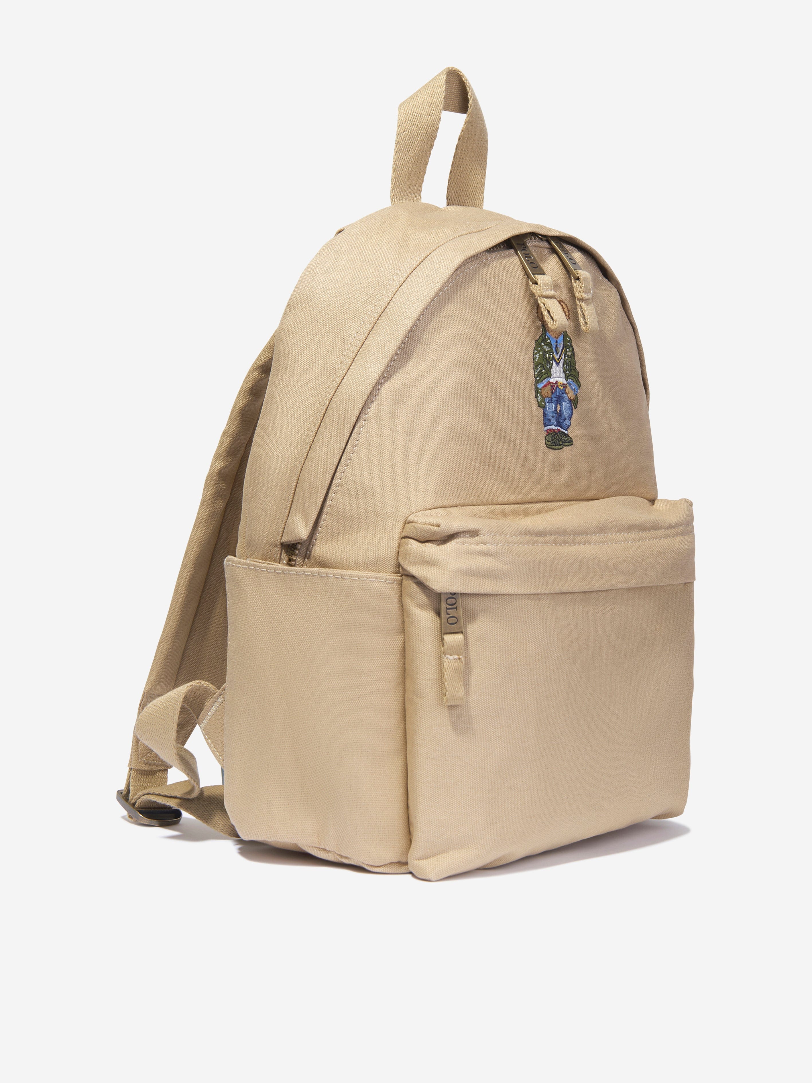 Ralph Lauren Boys Canvas Polo Bear Backpack in Beige (36cm)