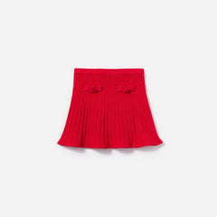 Self Portrait Girls Ribbed Knit Skirt in Red