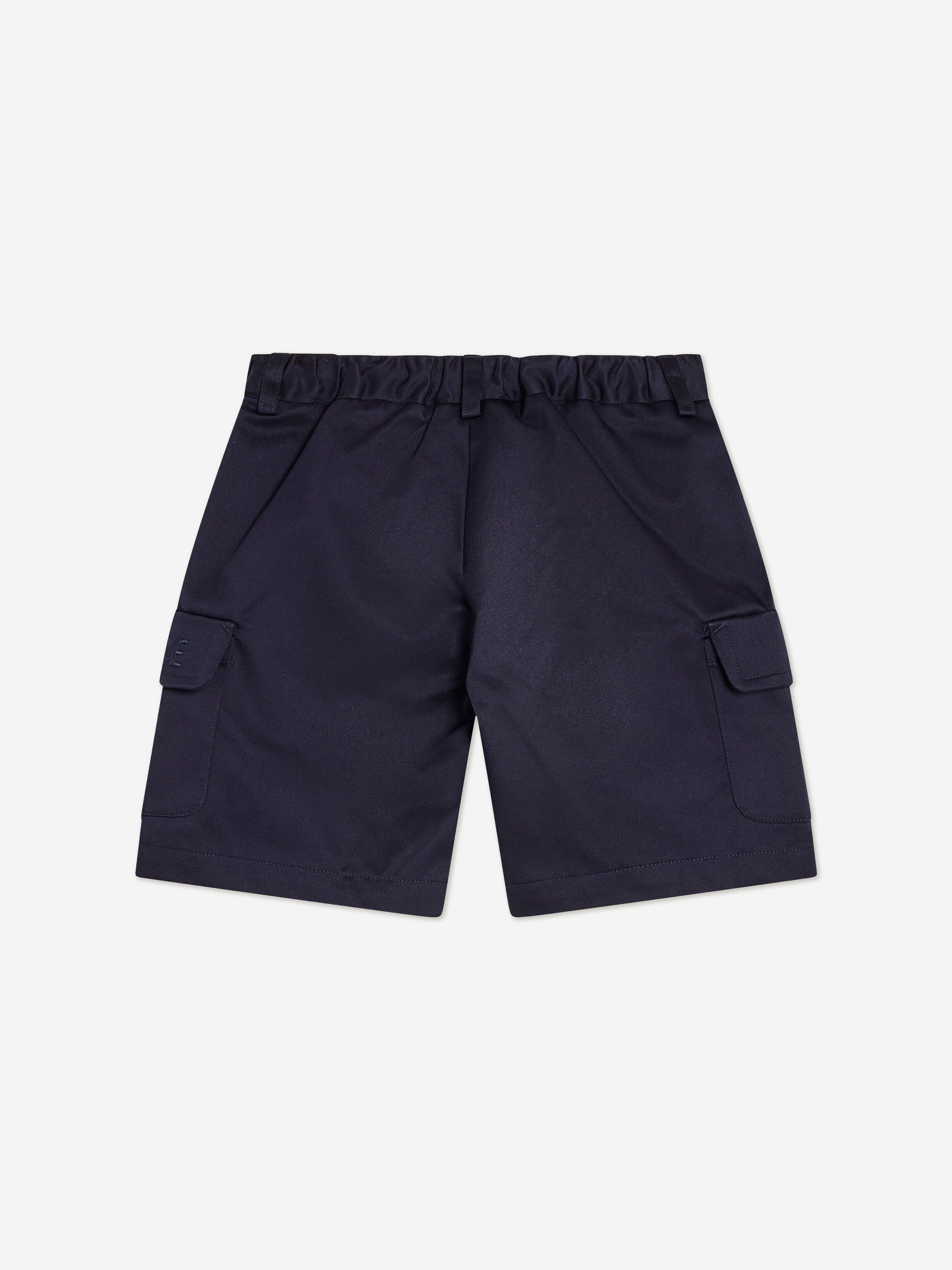 Versace Boys Logo Cargo Shorts in Navy