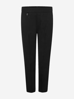 Zeco Boys School Elastic Back Pull-Up Slim Fit Trousers in Black
