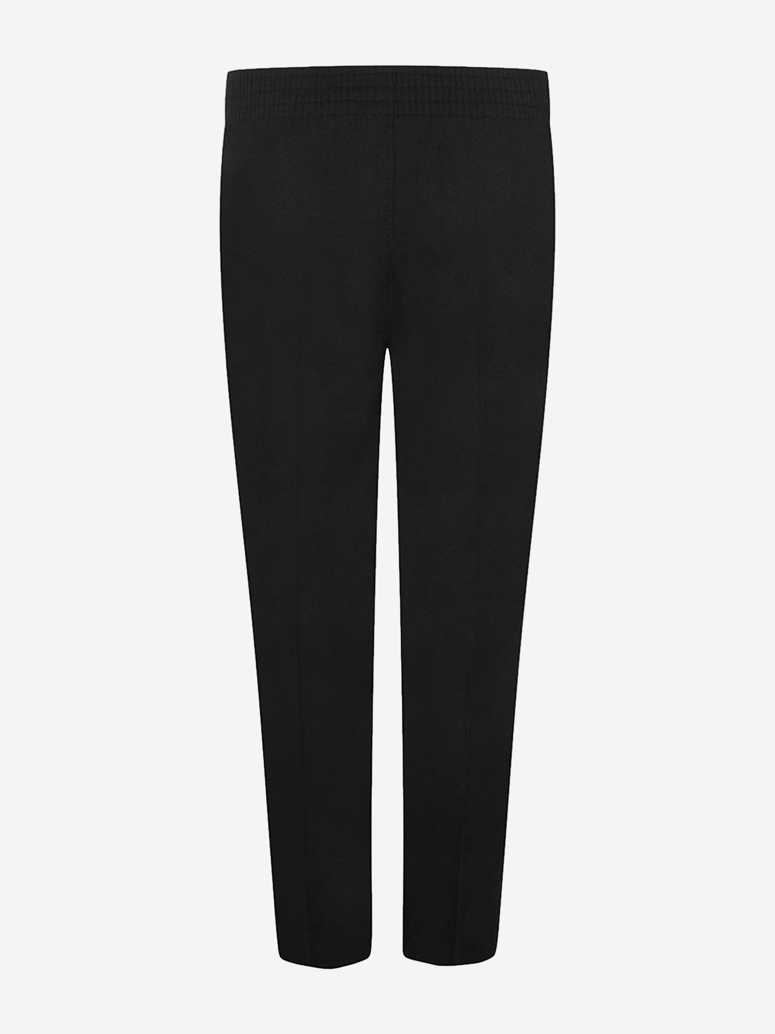 Zeco Boys School Elastic Back Pull-Up Slim Fit Trousers in Black