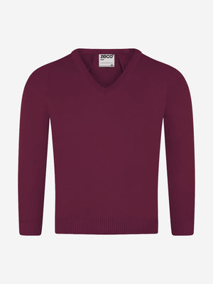 Zeco Kids School Knitted V-Neck Jumper in Maroon