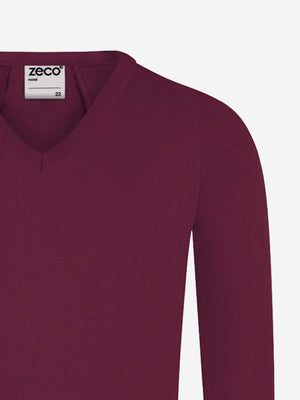Zeco Kids School Knitted V-Neck Jumper in Maroon