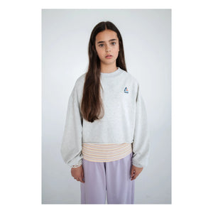 Repose AMS - Organik Pamuklu Crop Sweat | Gri Melanj