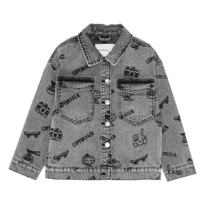 brunobruno nation - Lou Voyage Denim Organik Pamuk Ceket | Gri