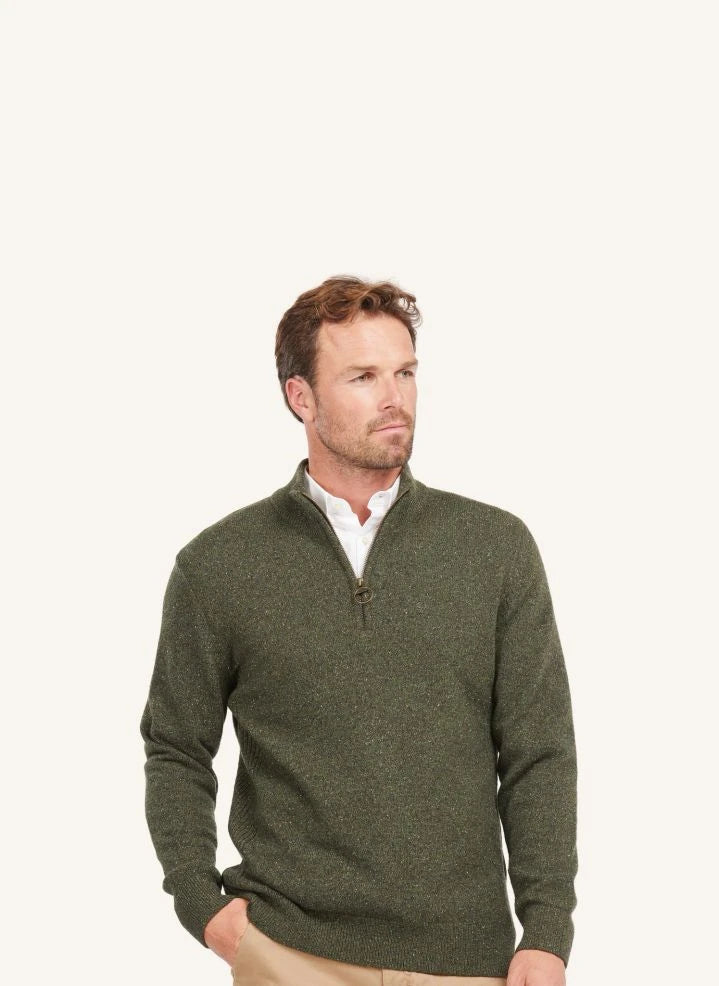 Barbour - Tisbury Essential كنزة بسحّاب نصفية | زيتوني