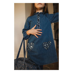Louis Louise - Leopar Desenli Denim Ponponlu Çanta | Açık Mavi