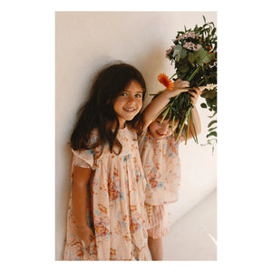 Lilinoa - Maeva Çiçek Desenli Pamuklu Voile Elbise | Şeftali