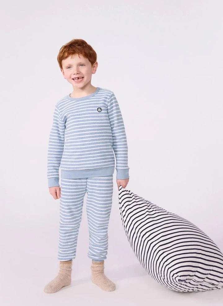 Petit Bateau - بيجاما مودال مخططة | أزرق