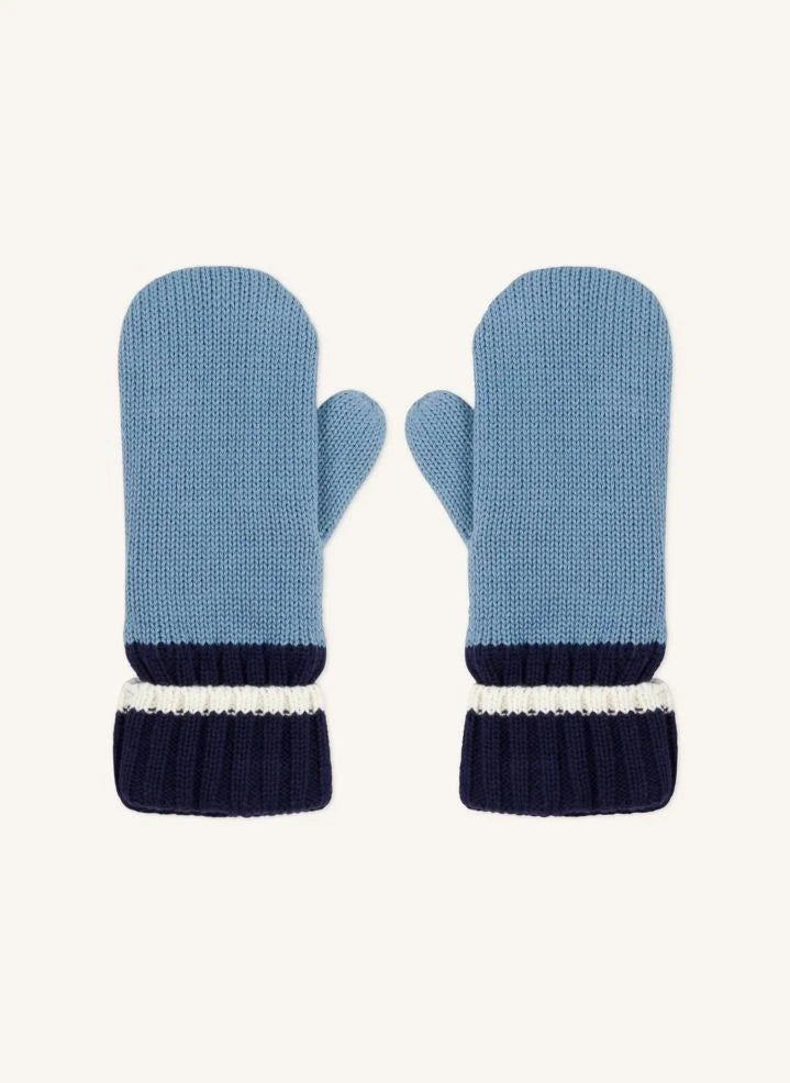Petit Bateau - قفازات محبوكة مضلعة باللون الأزرق