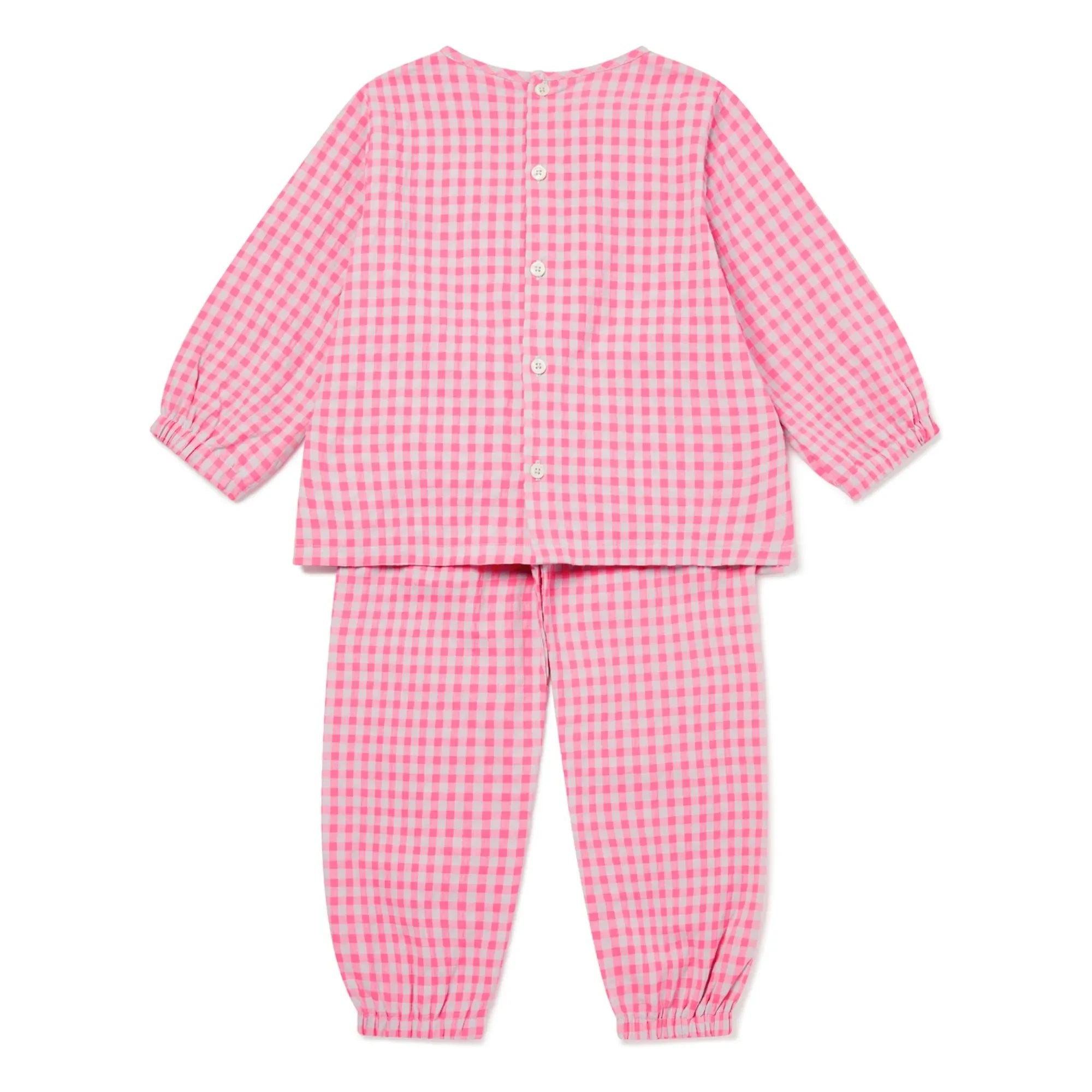 Sleepy Doe - Gingham Seersucker Organik Pamuklu Pijama | Pembe