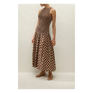 Faithfull the Brand - Luisa Pamuk Puantiyeli Elbise | Chocolate