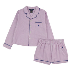 Ralph Lauren - Çizgili Logolu Gömlek ve Şort Pijama Seti | Rosewood