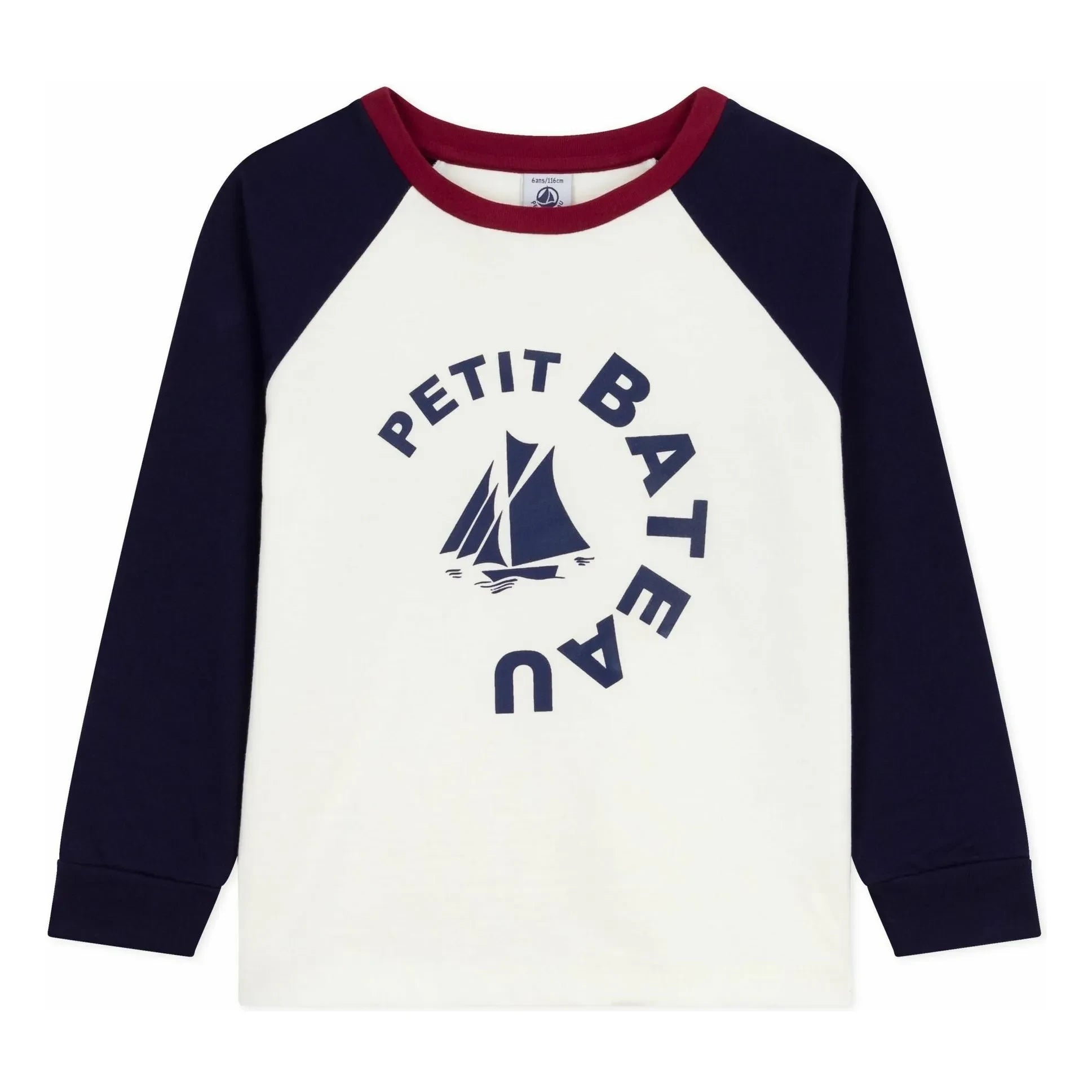 Petit Bateau - Baseball Tişört Petit Bateau Organik Pamuk | Ekru