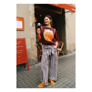 Dr Bloom - Lazo Çizgili Pantolon | Aubergine