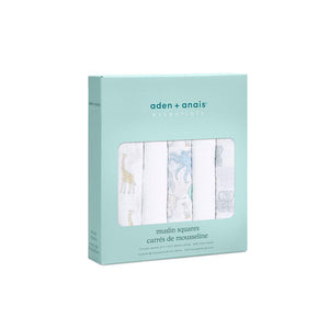 aden + anais Essentials Muslin Squares - Natural History - 5 Pack-Muslin Squares-Natural History- | Natural Baby Shower