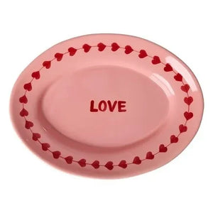 Rice - "Love" Seramik Tabak | Pembe