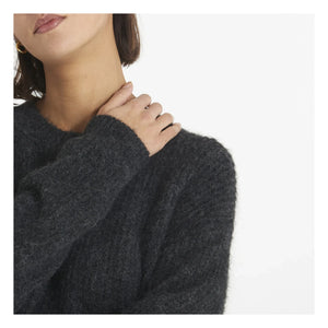 American Vintage - East Alpaca Bisiklet Yaka Kazak | Benekli kömür grisi