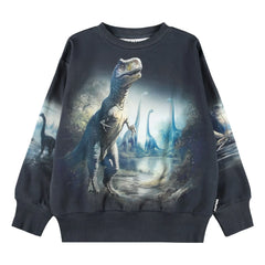 Molo - Mattis Dinosaurs Organik Pamuklu Kazak | Siyah