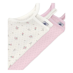 Petit Bateau - Papatya Desenli Açık İşlemeli Atlet Üstler | Pembe