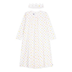 Petit Bateau - Organik pamuklu kalpli ve taçlı gecelik seti | Beyaz