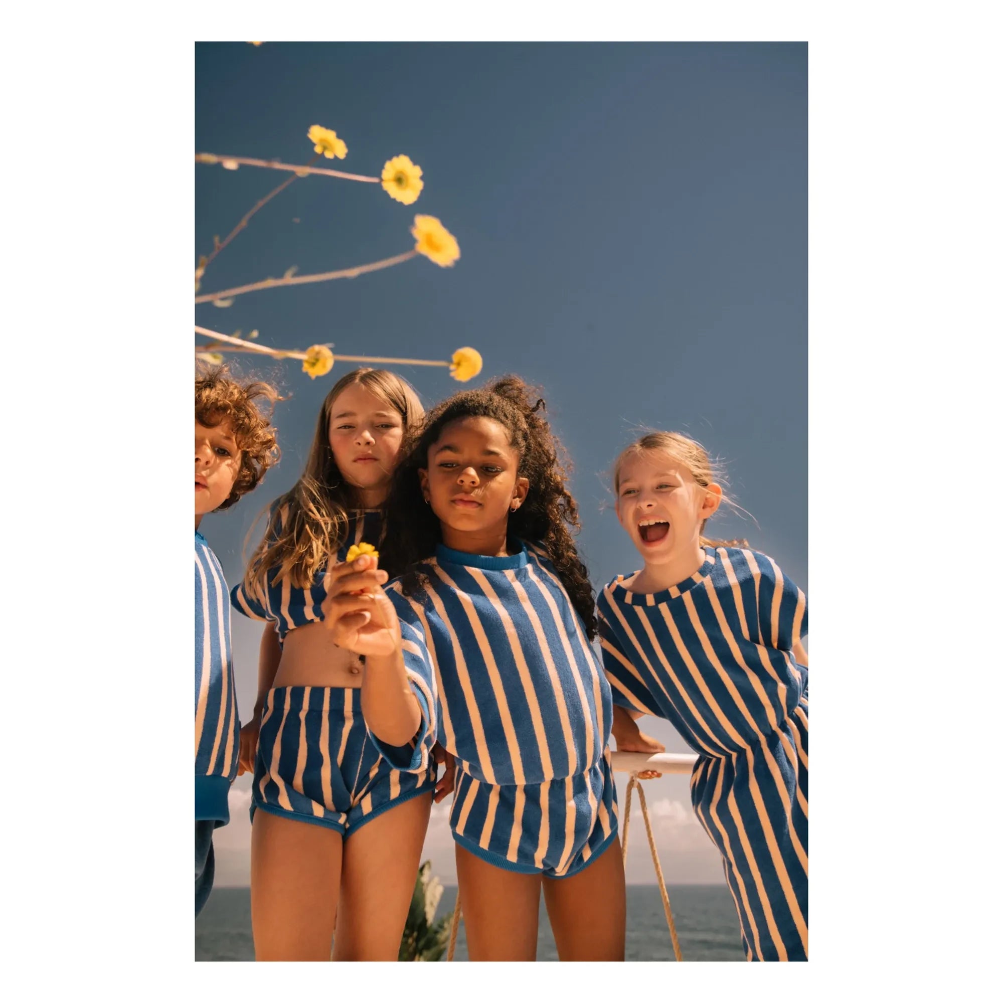 We Are Kids - Bree Çizgili Organik Pamuk Crop Tişört | Mavi