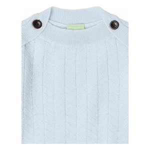 FUB - Zikzak Düğmeli Kazak İnce örgü Merinos yünü | Açık mavi