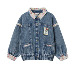 Goldie + Ace - Çiçek Yaka Denim Ceket | Mavi