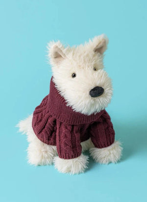 Jellycat - Munro Scottie كلب "سويتر شتوي" دمية محشوة