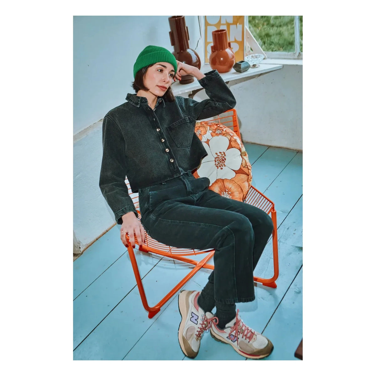 Poudre Organic - قميص Mandarine Denim | أسود