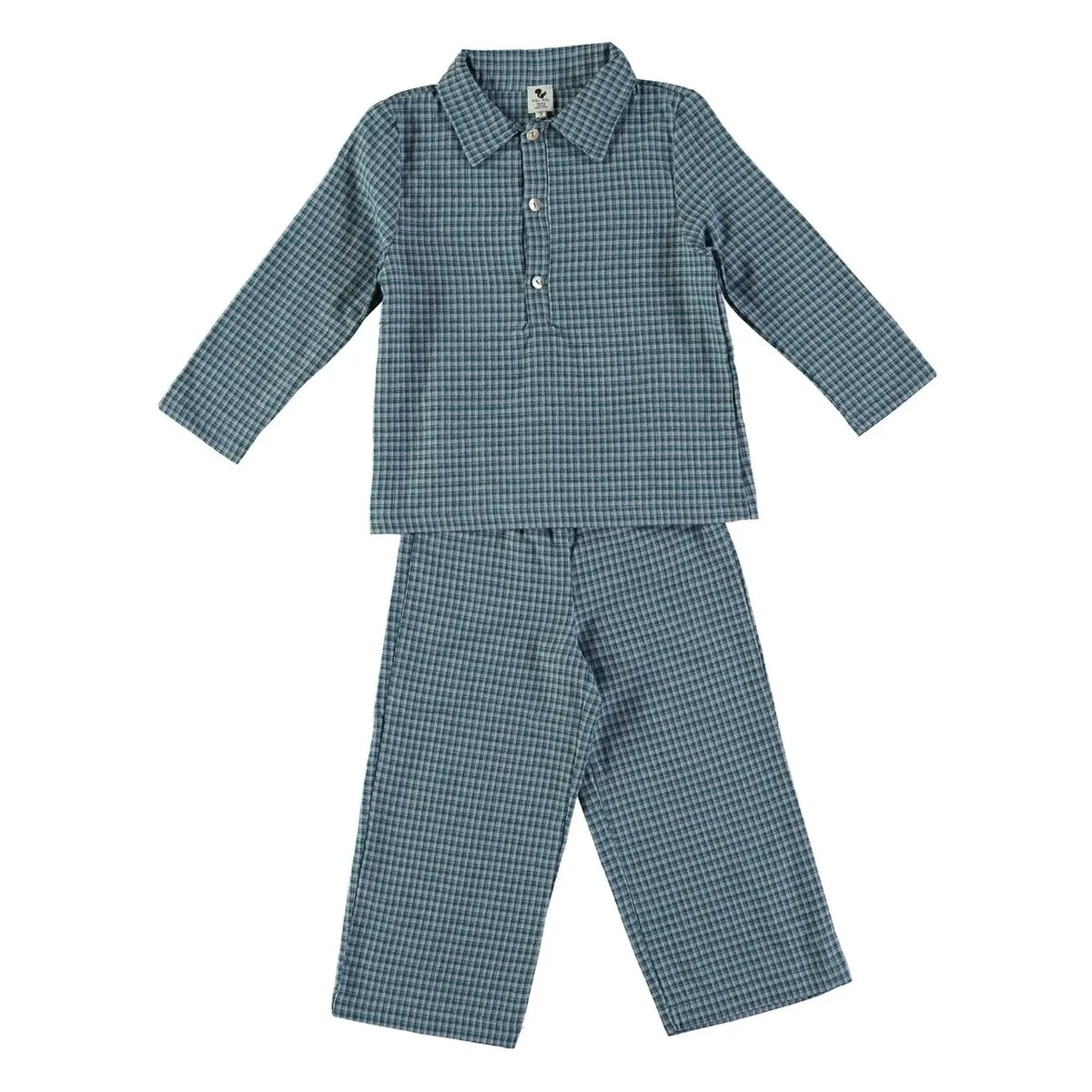 Risu Risu - Navigo Ekose Organik Pamuk Pijama | Mavi