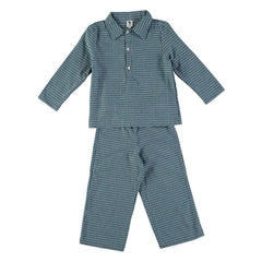 Risu Risu - Navigo Ekose Organik Pamuk Pijama | Mavi