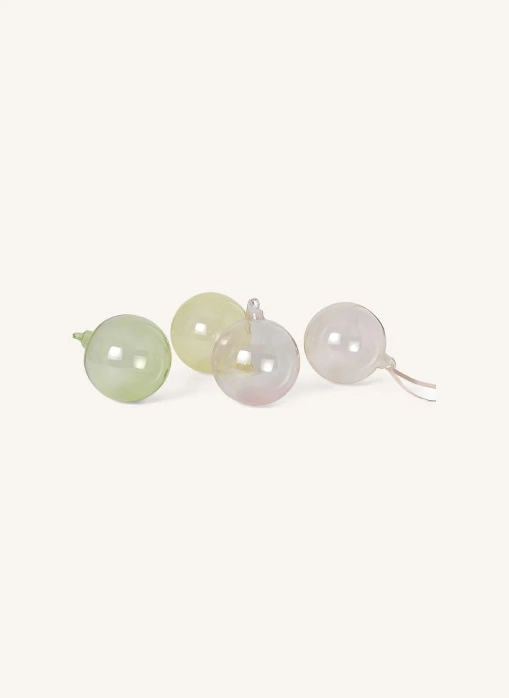Ferm Living - زينة كريسماس زجاجية باستيل - مجموعة من 4 قطع