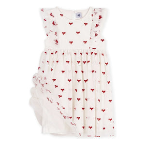 Petit Bateau - Tül Düğümlü Elbise | Ecru