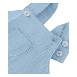 Petit Bateau - Organik Pamuk Gazlı Kısa Tulum | Mavi