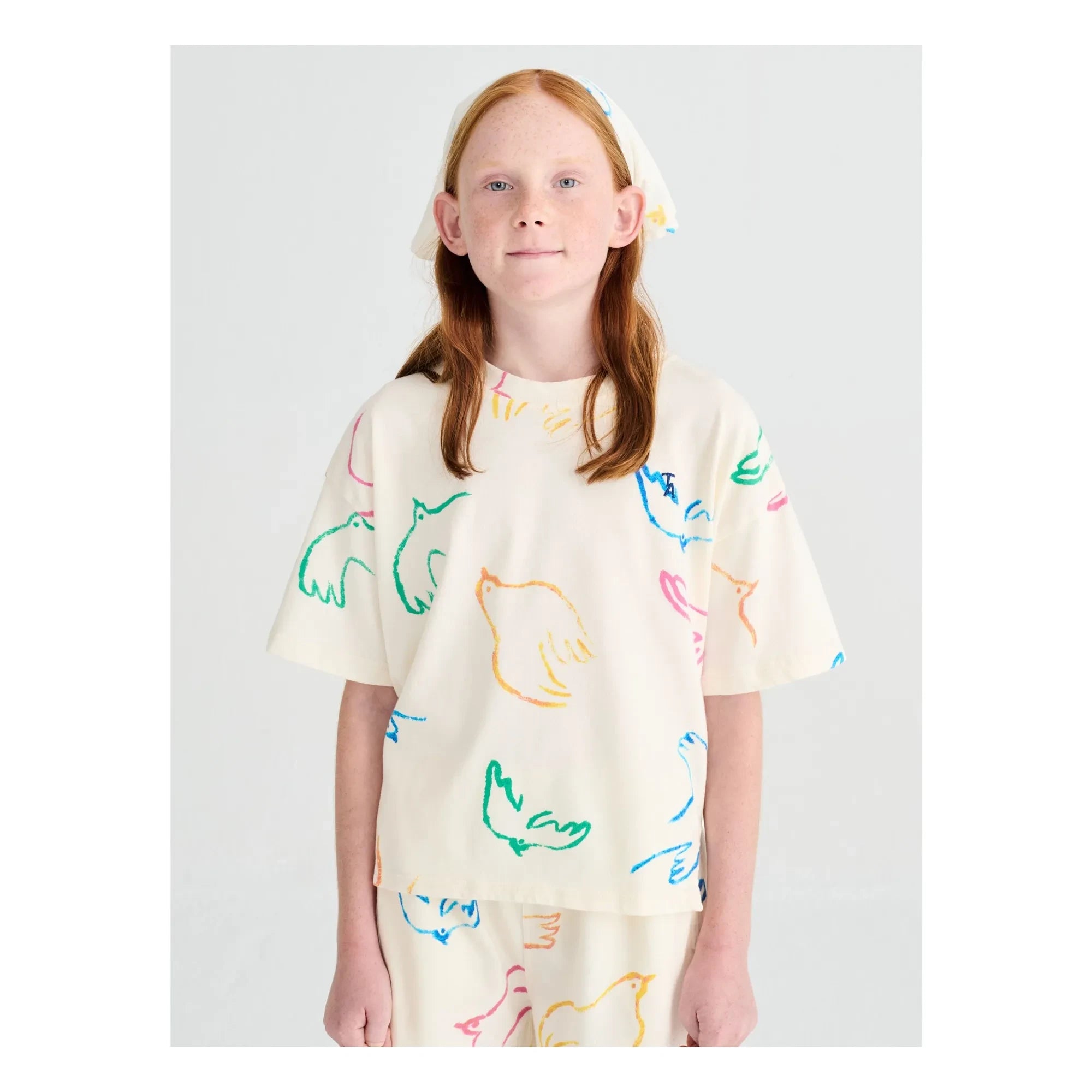 True Artist - T-shirt Birds Organik pamuk | Ekru