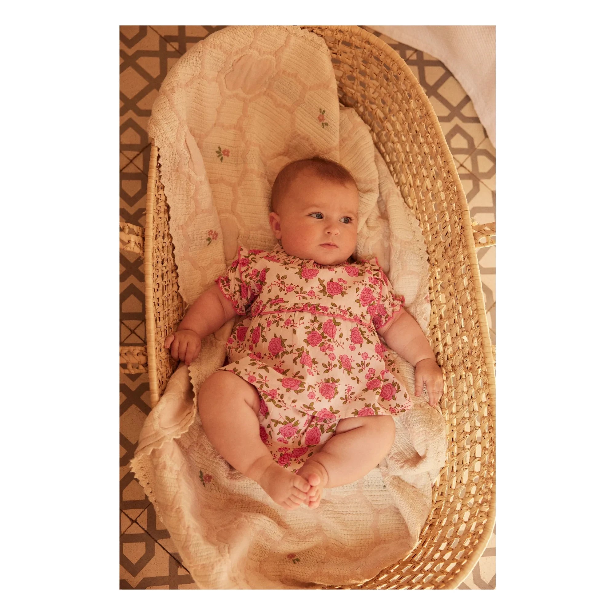 Bebe Organic - Cleo Fleurie Organik Pamuk Battaniye | Ecru