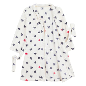 Petit Bateau - Çizgili Kalpler Sabahlığı | Beyaz