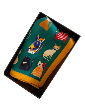 Baveal - Emerald Cats شال من حرير التوت %100 – 53 cm