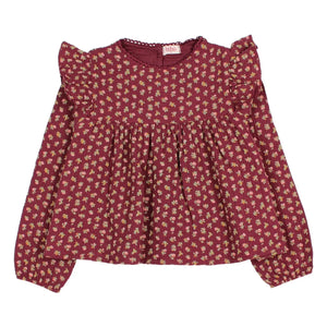 Búho - Blouse Cottage Fleurie Organik Pamuk | Bordo