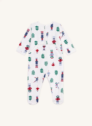 Petit Bateau - بيجامات عيد الميلاد فليس من القطن العضوي | أبيض