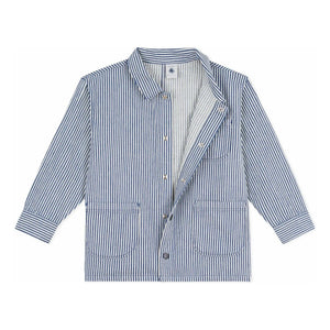 Petit Bateau - Çizgili Organik Pamuk İşçi Ceketi | Mavi