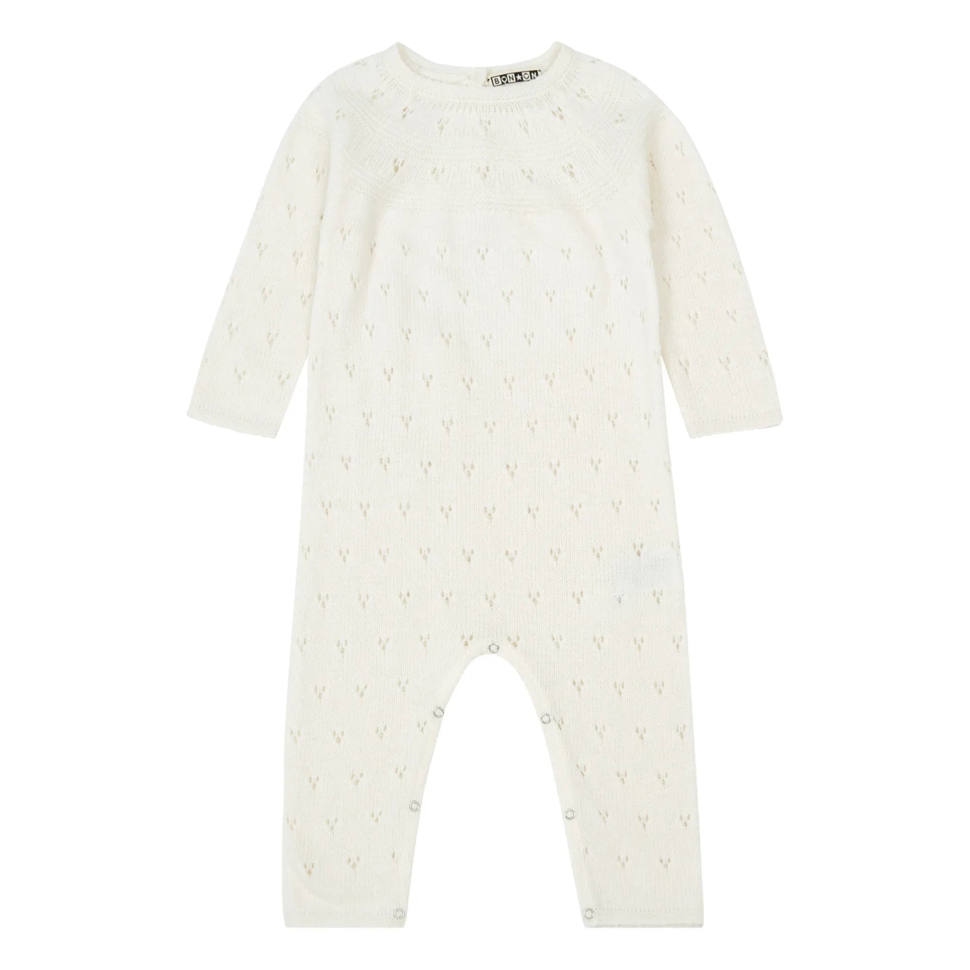 Bonton - Maman Merinos Yünlü Ajurlu Tulum | Ecru