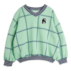 Mini Rodini - Coron Organik Kareli Sweatshirt | Yeşil